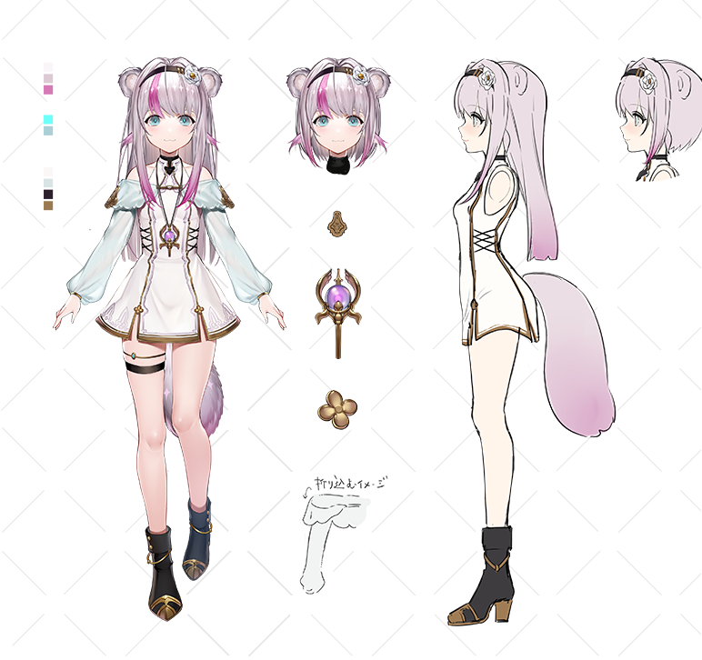 オリジナルキャラクターの三面図